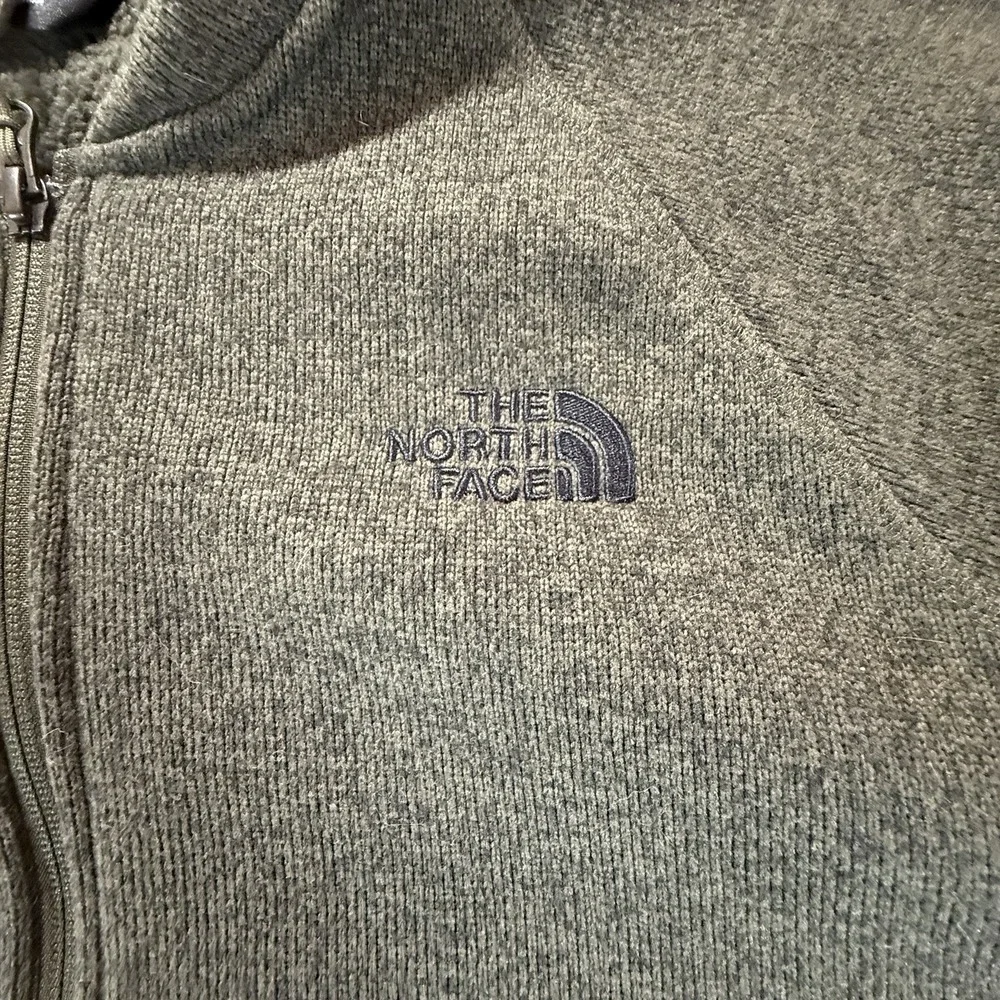 The North Face Jacket Men's L Green Full Zip Fleece Sweater Knit Coat Outdoor